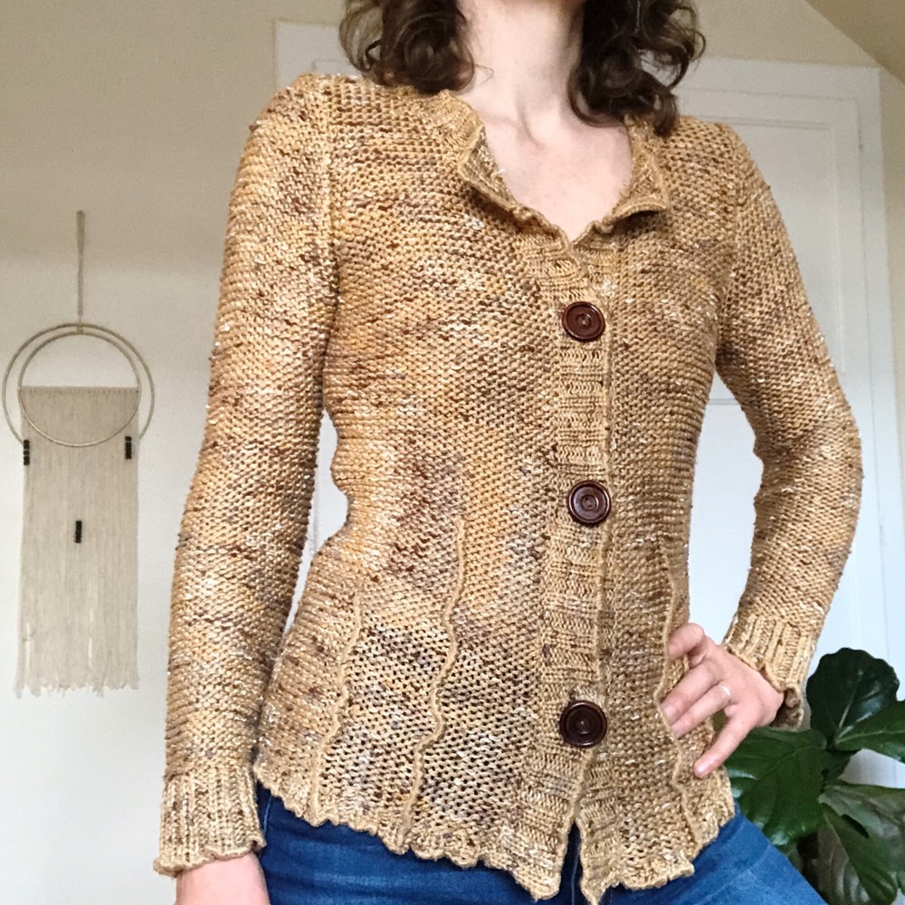 BCBGMaxAzria Soft Chunky Knit Brown Cardigan M